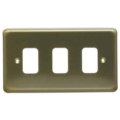 MK K3433SAG 3 Gang Satin Anodised Gold Albany Plus Grid Front Plate