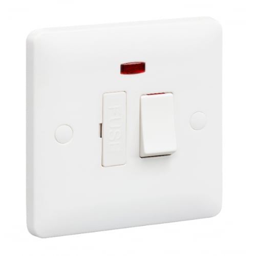 MK Base MB1042WHI 13a DP Switched Spur + Neon