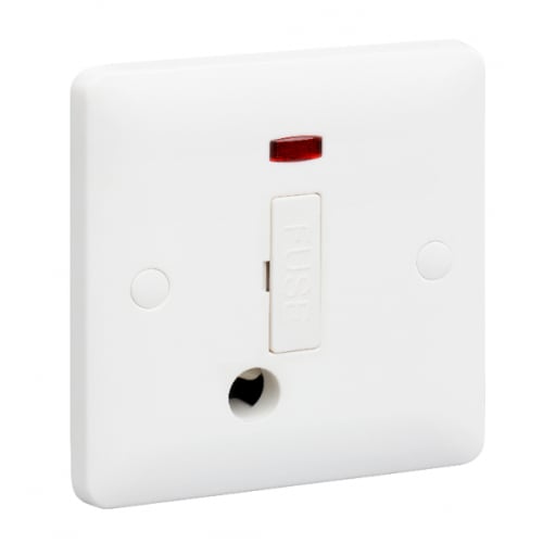 MK Base MB1030WHI 13a DP Unswitched Spur+Neon+Flex Outlet