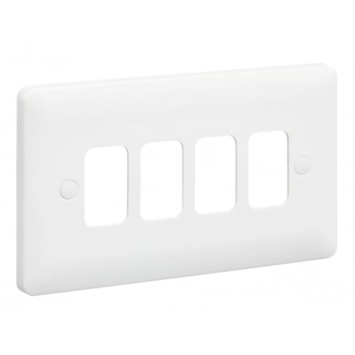 MK Base MB3634WHI 2 Gang 4 Module Grid Plate (Compatible with MK Grid Plus)