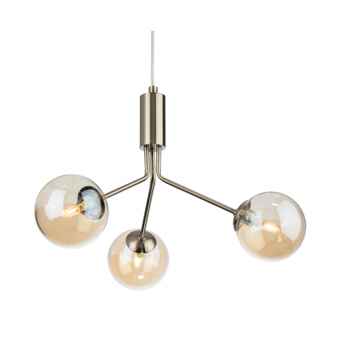 Firstlight 2888AB Montana 3 Light Fitting Antique Brass with Amber Glass
