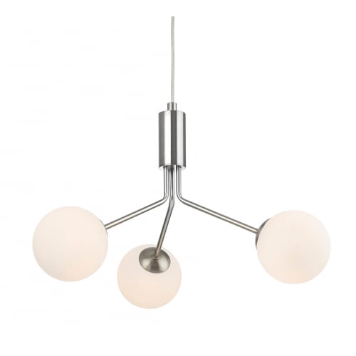 Firstlight 2888BS Montana 3 Light Fitting Brushed Steel with Opal White Glass