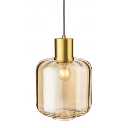 Firstlight 2852AM Eton Pendant Brushed Brass with Amber Glass