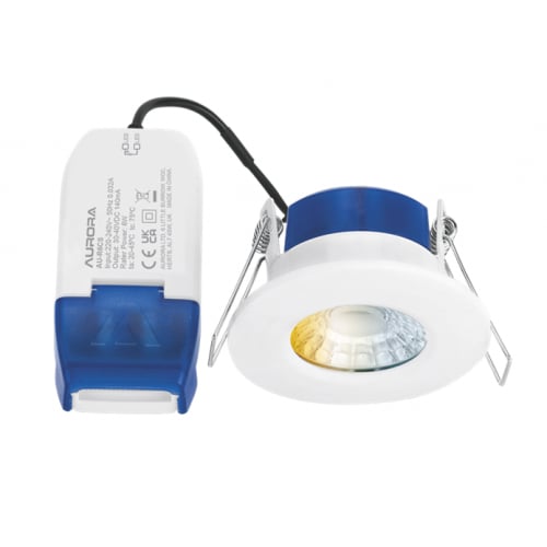 Aurora AU-R6/CWS 4/6/8w LED 3000-5700K Colour and Wattage Switchable Dimmable Downlight White bezel included