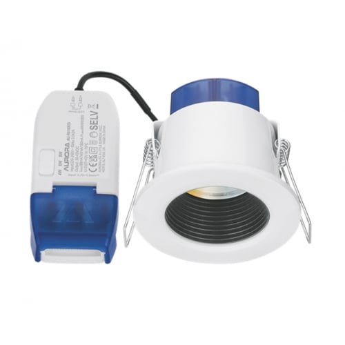 Aurora AU-R6/CWSBF 4/6/8w LED 3000-5700K Colour and Wattage Switchable Dimmable Baffled Downlight White bezel included