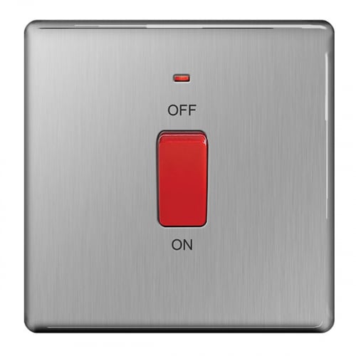 BG FBS74-01 1 Gang 45a DP Switch Brushed Steel