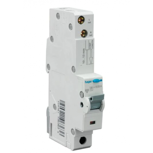 Hager ADA145G 45a 30ma B Curve RCBO Type A(AC and Pulsating DC Sensitive)