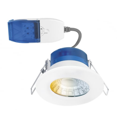 Aurora AU-R6CWSFF 4/6w LED 3000-5700K Colour/Wattage Switchable FastRfix Dimmable Downlight, complete with White Bezel