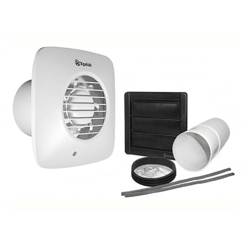 Xpelair DX100HPTS 93029AW 100mm Square Humidi/Timer/Pull Extract Fan